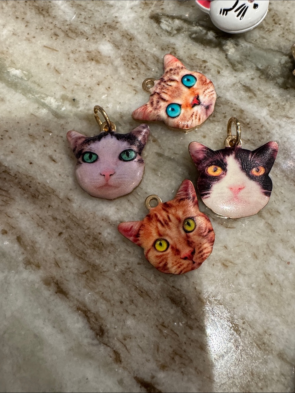 4 Cat Face charms for DIY accessories making